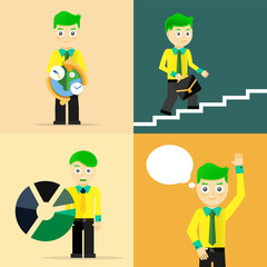 Set of businessman pose character concepts