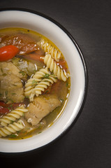 mediterranean fish soup in a bowl