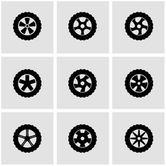 Vector black wheel icon set