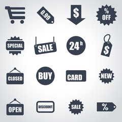 Vector black shopping icon set