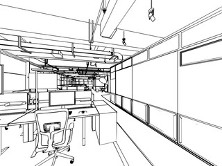 Obraz premium interior outline drawing sketch