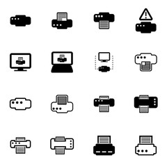 Vector black printer icon set