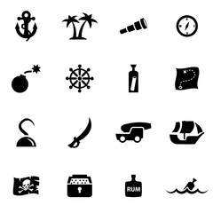 Vector black pirate chart icon set
