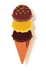 ice cream 3 scoops illustration vector