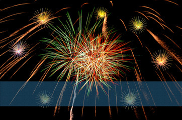 Firework celebration on dark background.