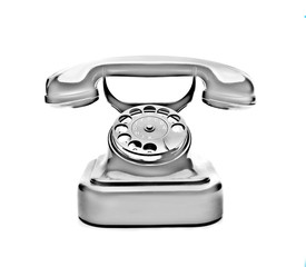 Silbernes Wählscheibentelefon