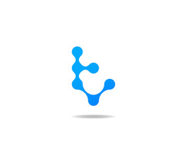 blue molecule logo initial letter t