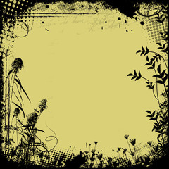 Floral frame in grunge style