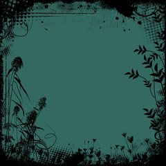 Floral frame in grunge style