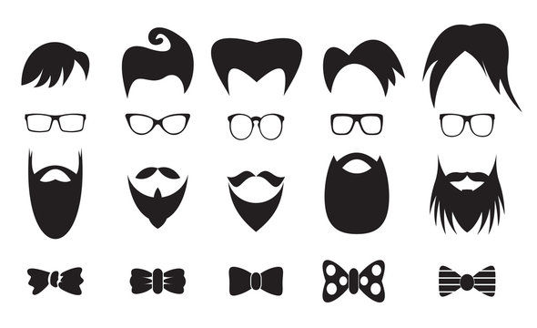 Hipster elements silhouette set