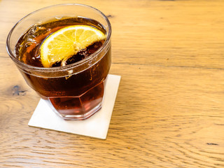 drink with ice and lemon