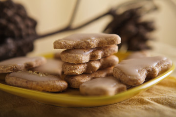 Biscuits with icing and nuts