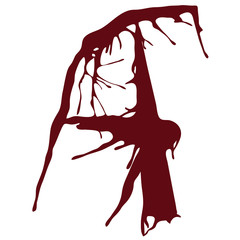 Dripping blood ink fonts the letter A.