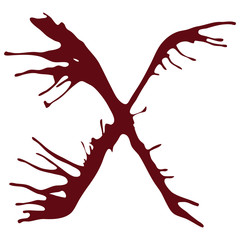 Dripping blood ink fonts the letter X.