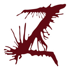 Dripping blood ink fonts the letter Z.