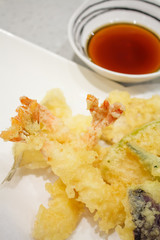 Japanese Cuisine - Tempura Shrimps with sauce