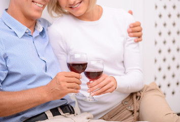 Adult couple drinking wine 