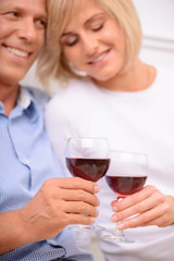 Adult couple drinking wine 