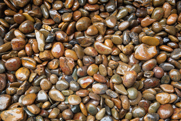 Wet stone gravel piled