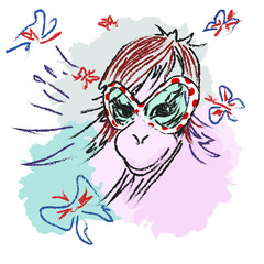 Abstract sketch of Monkey in  sunglasses 