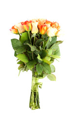 Bouquet of orange roses isolated on white