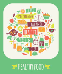 Vector illustration of Healthy Food.