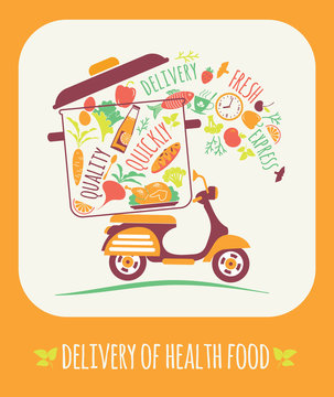 Vector illustration of Delivery of a healthy food.
