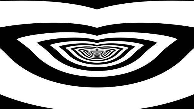 Concentric oncoming abstract symbol, kiss, - optical, visual illusion