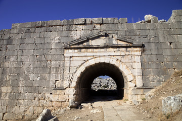 Entrance of old theater in Letoon, West Turkey