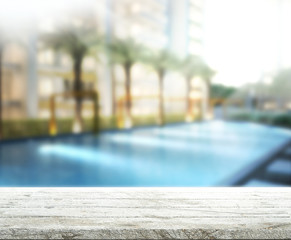 Wood Table Top Background And Pool