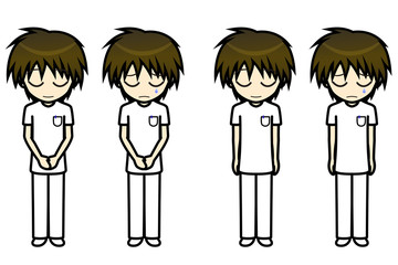シンプルキャラクター　会話・表情イラスト集　看護師 男性　謝罪