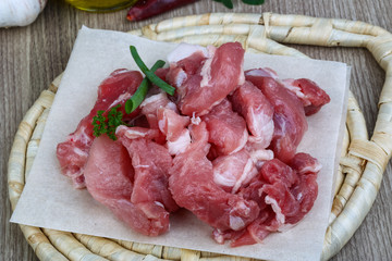 Diced pork meat