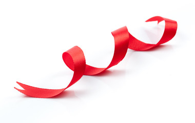 fabric red ribbon on a white background