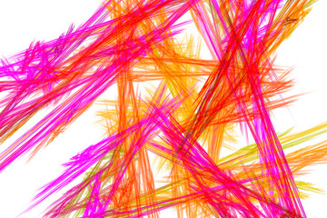 Sheaves of colored sparks. Rays of light drawn in pencil. Abstract image. Fractal Wallpaper on your desktop. Format 16:9 for widescreen monitors. Digital artwork for creative graphic design.