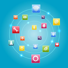 Flat Icons with shadow of illustration
