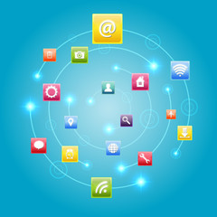 Flat Icons with shadow of illustration
