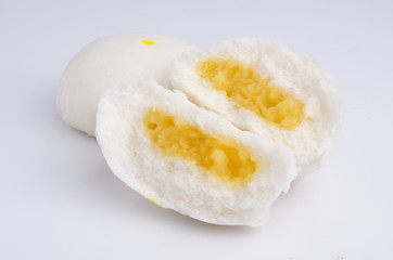 Salapao steamed Chinese bun isolated on white background.