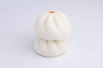 Salapao steamed Chinese bun isolated on white background.