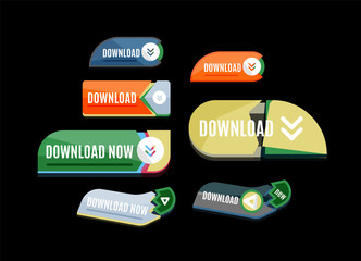 Colorful download web button. Modern flat design.