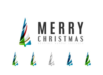 Set of abstract Christmas Tree Icons, business logo concepts