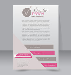 Flyer template. Business brochure. Editable A4 poster for design, education, presentation, website, magazine cover. Pink and grey color.