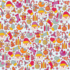 Seamless pattern with Christmas objects