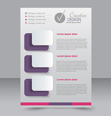 Flyer template. Business brochure. Editable A4 poster for design, education, presentation, website, magazine cover. Purple and pink color.