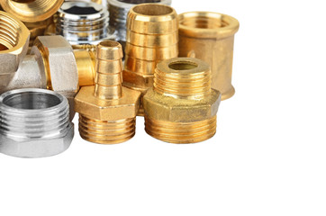 Plumbing fitting and tubulure, isolated on white background    .