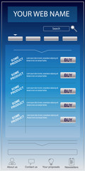Modern e-shop and website template silver and blue