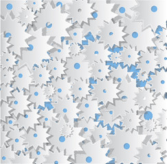 paper flower shapes on blue Print