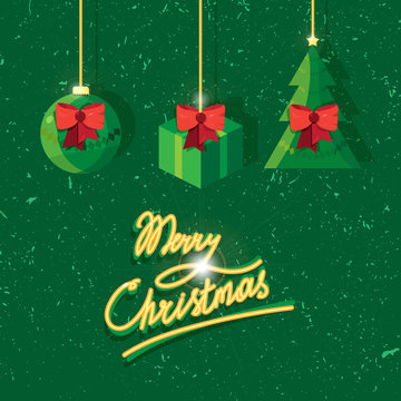 Hand written lettering of Merry Christmas vintage text