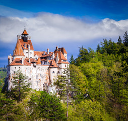 Bran castle, Romania, Transylvania, a castle of myths and vampires in a sunny day