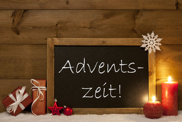 Fototapeta na wymiar Festive Card, Blackboard, Snow, Adventszeit Mean Christmas Time