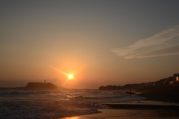 Obraz premium 七里ガ浜 夕日